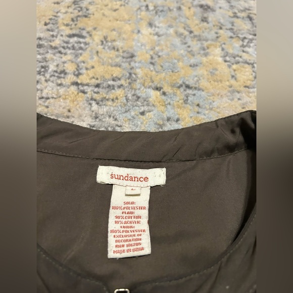 Sundance Satin Embroidered Jacket Plaid Sleeve - Picture 6 of 6